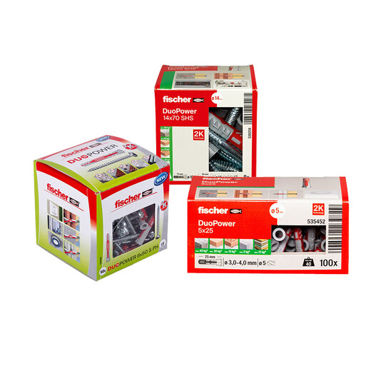 Fischer German original imported Duopower expansion screw lightweight brick hollow brick gypsum board universal box 8x65+5x80 original nails 25 sets/box