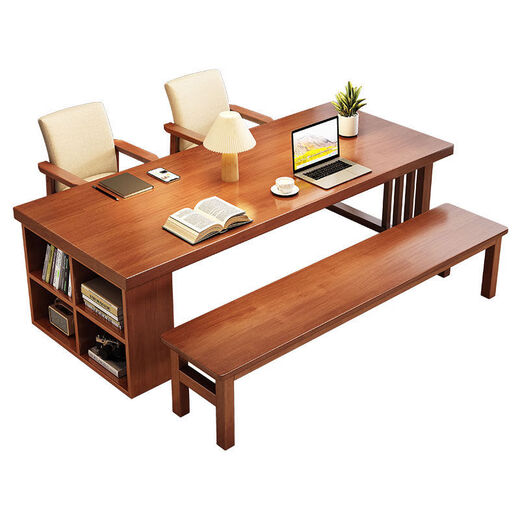 
Ruchen desk full solid wood living room large long desk home dining table integrated workbench reading table distilled large board learning table CR9903# walnut color single table No 140x80x75cm
