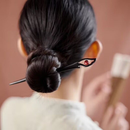 Meng Junchen cinnabar hairpin, new Chinese style hairpin, women's antique sandalwood high-end horse skirt hair accessories, Tangyu ebony Tangyu hairpin