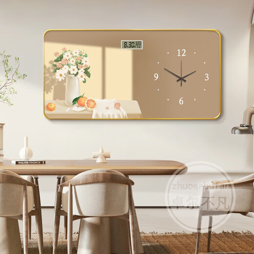 Meiyouchun Modern and Simple Restaurant Decorative Painting Wall Clock 2025 Новый вечный календарь Электронные часы Nordic Clock Wall JD121.08 Вечный календарь + часы 60*30 см. Кристаллические картинки ПВХ золотой край