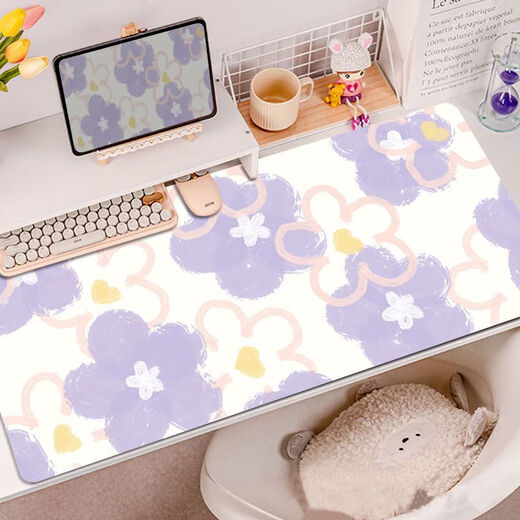 Ye yu lila Schmetterlingsblume Maus-Maus-Pad Super großes hochwertiges Mädchen Wache Computer Büro Schreibmatte Tischpolster RK-3890 丨 Lila verdickte Schließkante 57 cm * 33 cm 2mm 2mm
