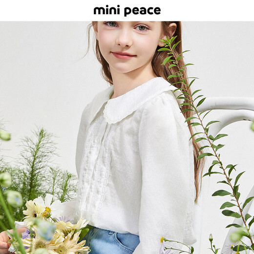 MiniPeace Children's Spring Girls' Shirt F2CAE1D21 White 110cm