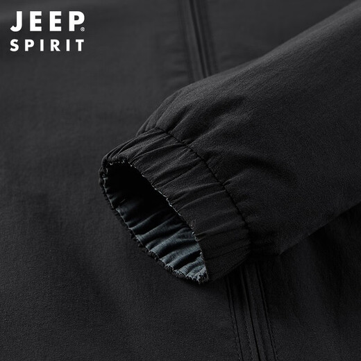 JEEP SPIRIT Jeep Jacket Men's Spring and Autumn Jacket Men's Reversible Stand Collar Casual Sports Men's Top Black XL