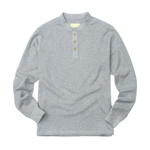 AKCLUBAK men's new retro Henry collar pure cotton bottoming shirt simple casual long-sleeved T-shirt men 2409700 floral gray L