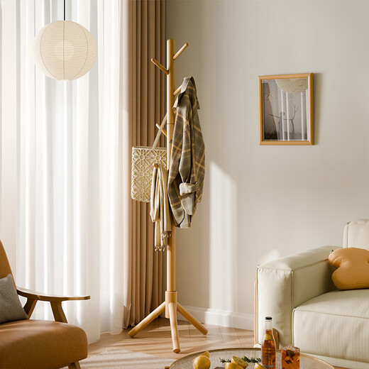 Jiayi clothes hanger floor-standing coat rack bedroom solid wood clothes hanger vertical clothes drying rack office clothes rack