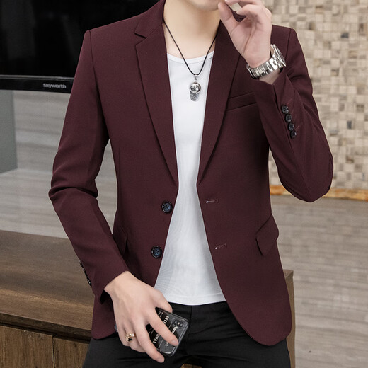Playboy suit jacket men's Korean version slim fit no-iron business casual suit spring new host large size suit men's two-button black 2XL