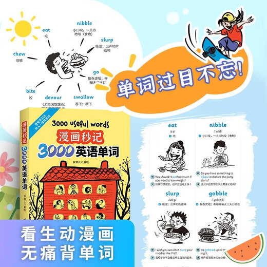 Selbstgesteuertes Comic-Buch mit 3000 englischen Wörtern + Szenenklassifizierung englischer Wörter (insgesamt 2 Bände), zweisprachiges Wort-Comic-Handbuch, visuelles Gedächtnis, einen Schritt schneller