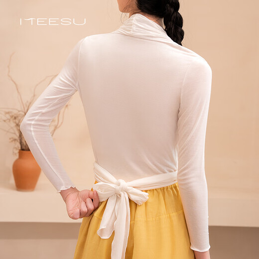 Meesu Yoga outer blouse with straps for women, professional sportswear, Pilates, slim fit, casual sports, lazy style, autumn and winter long sleeves, withered rose single blouse S