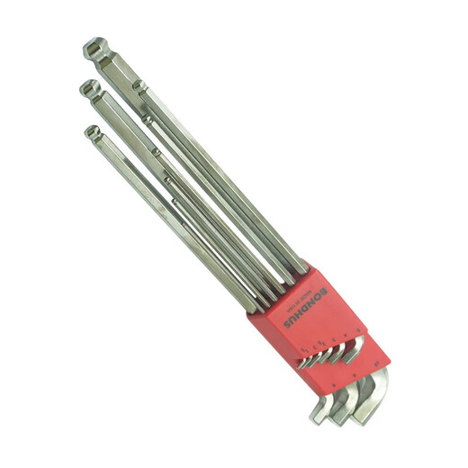 BONDHUS United States Borton Allen Wrench Set Public-English Extended Ball Head Screwdriver Imported Hardware Tools Six Square Pot 16799 (1.5-10mm) Short-tail Ball Head 9 pieces