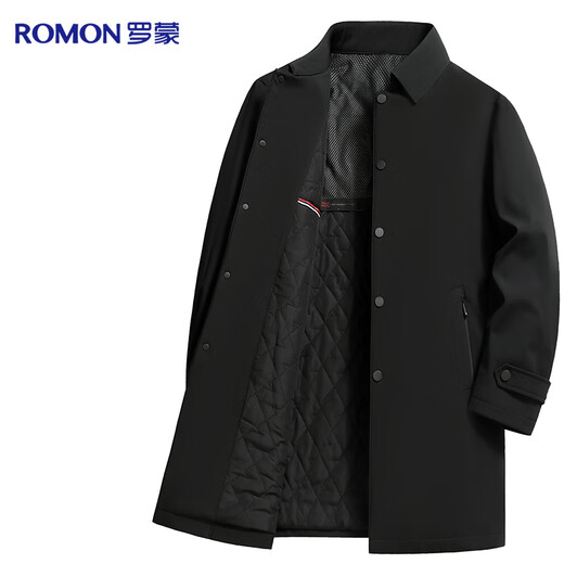 Luo Meng thickened warm mid-length windbreaker men's autumn and winter coat lapel cotton coat cotton jacket cotton coat coat top men's clothing