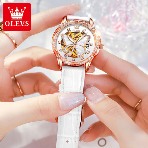 OLEVS women's watch mechanical fully automatic Swiss certified brand light luxury waterproof women's watch birthday gift for girlfriend