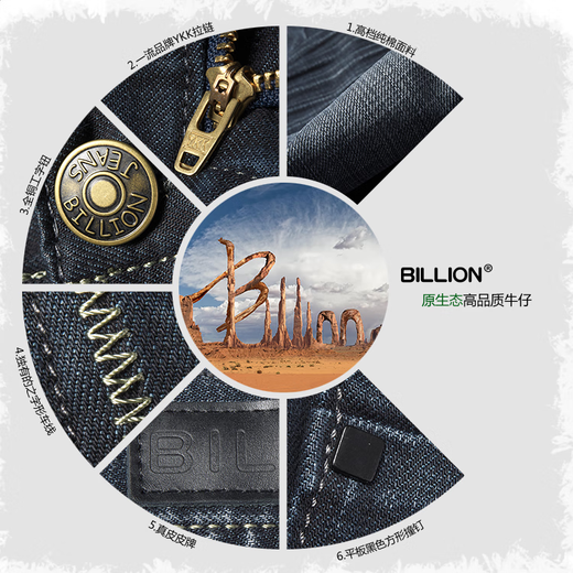 
BILLION pure cotton straight jeans men's autumn and winter thick style fit mid-waist fashion trendy retro casual pants 13067 dark blue thick style 38