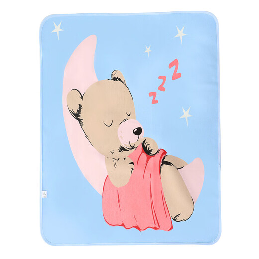 Neuer Urinabscheider, Baby atmungsaktiv, Baumwolle verdickte Waschablen, Baby Windelpolster, Tante Pad, Mondbär Blau, 50*70 cm
