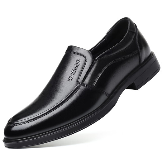Huili men's shoes for business formal leather shoes for men's non-slip soft sole dad's work shoes Korean casual wedding shoes HL9916 black foot cover (general leather soft sole) 39