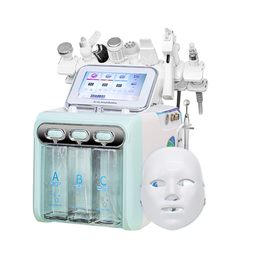 Hydrogen-oxygen small bubble beauty instrument, the same model used in beauty salons to clean, absorb, remove blackheads and acne, and inject oxygen into the facial water light instrument, double pump green, 10-in-1 (all-purpose model)