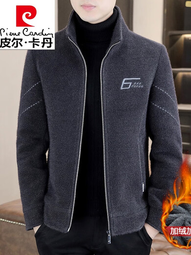 皮尔卡丹（pierrecardin）呢子夹克男土秋冬季2024新款立领金貂绒上衣加厚成熟稳重毛呢外套 6629卡其色 M