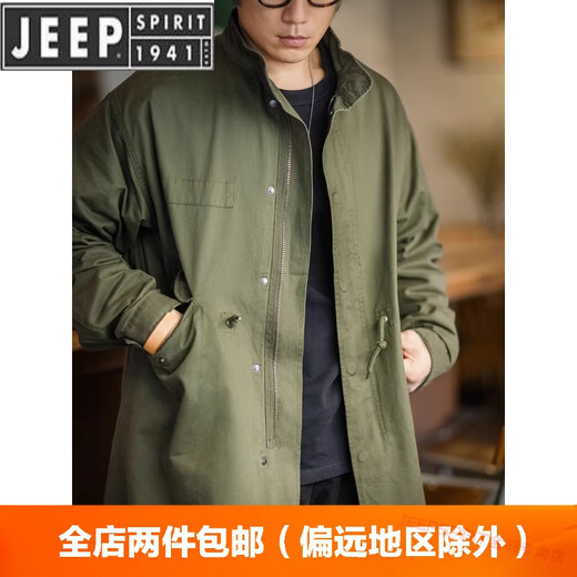 JEEP SPIRIT workwear American M51 park overcoming fishtail field windbreaker military green coat cloak jacket men's mid-length military green L
