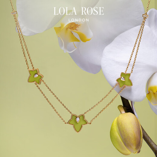 LOLA ROSE Rose Ivy Three-leaf Necklace Women's Clavicle Chain Women's Birthday Gift Holiday Gift for Girlfriend LR50068-Malachite