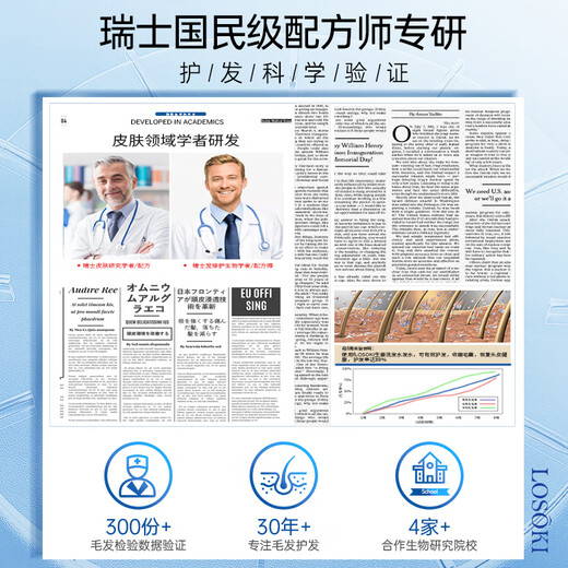 LOSOKI Suisse Suisse Follicule Hair Clean Thampooing Fat Donglai Contrôle de l'huile Contrôle de l'huile Inflammation anti-acné anti-phase pour hommes et femmes [Contrôle d'huile et démangeaisons] shampooing follicule pileux 300 ml