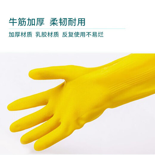 帮手仕 加厚牛筋乳胶手套10双 橡胶皮防水耐磨洗碗菜衣服家务保洁厨房卫生劳保 大号