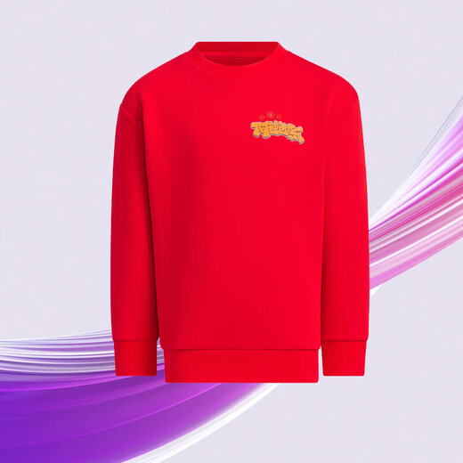 Adidas Kinderkleidung Spring Festival Druck lässig runden Hals Rote Sweatshirt für Jungen und Mädchen JF3883 Red 116cm