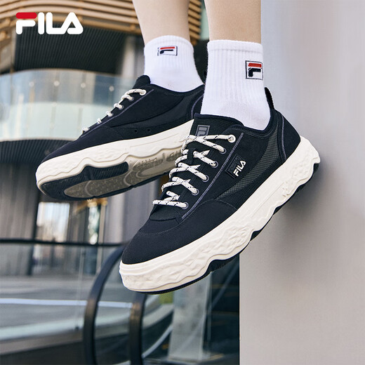 FILA Fila official men's ROCK modern canvas shoes fashion casual shoes black-BK 40.5