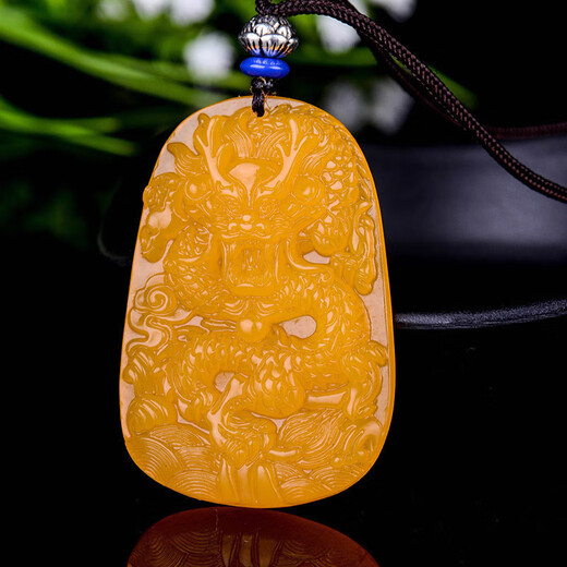 Qianjun natural yellow dragon jade brand pendant Hetian jade men's and women's jade pendant zodiac dragon jade brand pendant jade pendant necklace