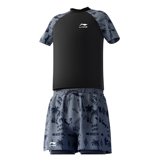 Li ning (li-nun) Kinder Badeanzug Jungen mittleren Kinder mit großem Kinder Fett Kinder Badeanzug Split Swimming Trunks 8821 Black Grey 170