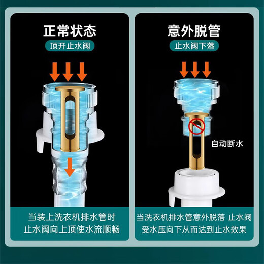 Jiumuwang fully automatic washing machine faucet water stop valve anti-falling check valve all-copper spout 4-point conversion 6-point connector silver model copper 4-point automatic water stop rod