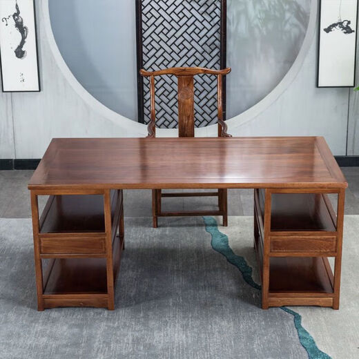 Chinese calligraphy table solid wood painting case calligraphy and painting table rosewood desk antique Chinese study desk writing desk log desk 1.3 meters single table golden rosewood