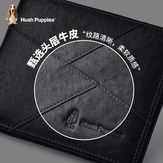 Hush Puppies Sac en cuir authentique pour hommes d'entreprise pour hommes Coup de carte légers de grande capacité Gift portable Gift Pratique pour papa à mari HC-2111208W-576 Portefeuille court