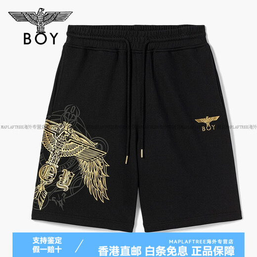 BOY LONDON春夏男女同款休闲裤烫金老鹰翅膀印花短裤N14984 金色 XS