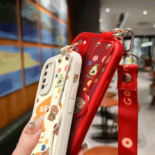 
WAIDM suitable for oppok7 mobile phone case new oppok7x mobile phone case women's crossbody wristband lanyard opk7 lambskin silicone shell OPPO white shell k7 protective case [anti-fall-proof leather red] HH1365 OPPO K7