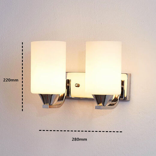 Yaotian simple modern fashion creative bedside glass wall lamp with switch living room lamp bedroom lamp aisle lamp indoor wall lamp chrome double head without switch without light bulb