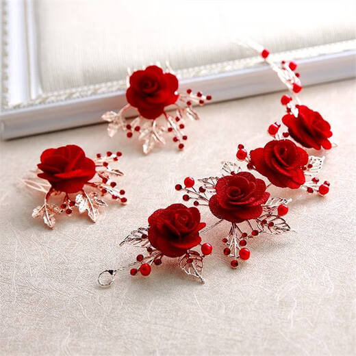 Happy mother-in-law's updo hair ornaments wedding wedding happy mother's wedding banquet hair accessories updo hair accessories exquisite flower head flower 18# package wine red
