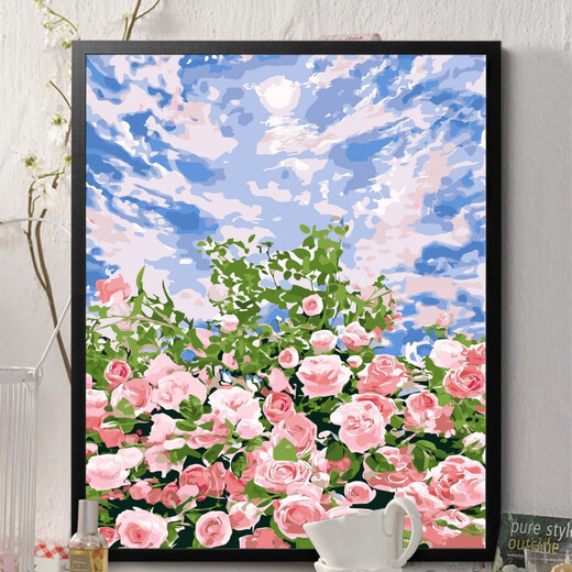 Ouoety Digital Oil Painting Blumen Landschaft Cartoon handgemalbte Füllstoff handgefertigtes Acrylölmalerei Dekoratives Malmal