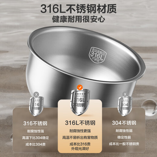 SUPOR rice cooker 0-coating rice cooker for 3-4 people, large capacity, 4 liters, first-class energy efficiency, IH heating, household steaming and cooking integrated stainless steel intelligent multi-function rice cooker SF40HC4896