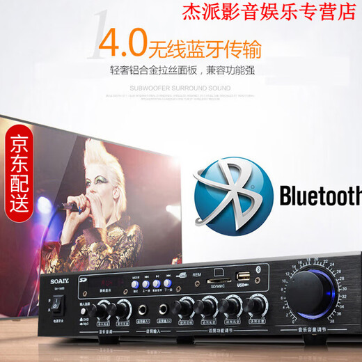 Soaiy's home KTV amplifier high-power audio hifi conference new mini 2.0 fixed-resistance Bluetooth AV amplifier professional fever grade 200W (KTV large package sound effect) (SA-1600)