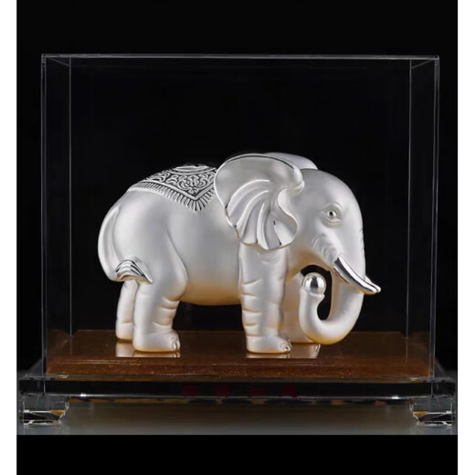 Meifuren sterling silver auspicious elephant ornaments pure silver home office crafts housewarming and opening gifts business gifts pure silver male elephant ornaments 175g 3g