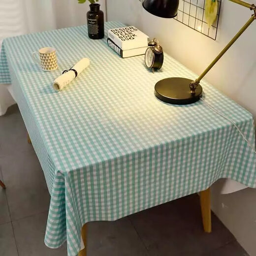 Selected PVC plastic tablecloth, anti-scalding, anti-oil, no-wash tablecloth, girly heart ins rectangular dining table, PVC white plaid 140*220CM