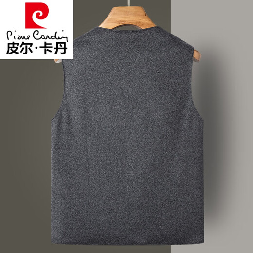 皮尔卡丹（pierre cardin）高端羊绒马甲男秋冬羽绒坎肩白鸭绒加厚马夹爸爸保暖背心羊毛外套 灰色【羊绒羊毛面料90白鸭绒填充 L 175