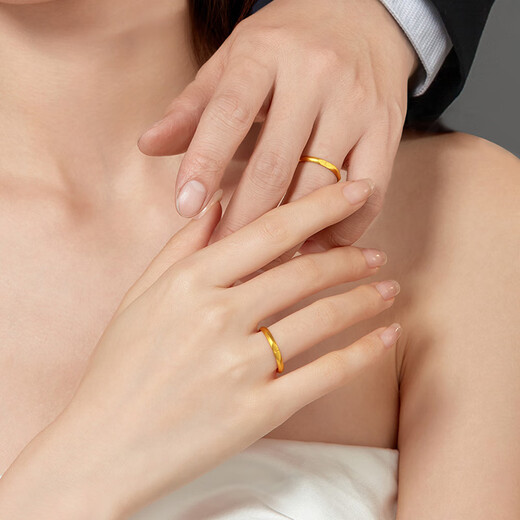 Laomiao gold ring, solid gold ring, couple ring engraving, DIY custom engagement and proposal, Valentine's Day gift for girlfriend, women's ring, 13 rings (gift box), about 2.5g (including labor costs)