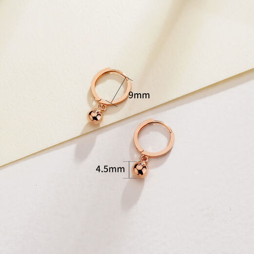 Made with love by NVKN, 18k gold earrings, small gold beads, colored gold earrings, large earrings, rose gold ear buckles, a pair of rose gold ready-made