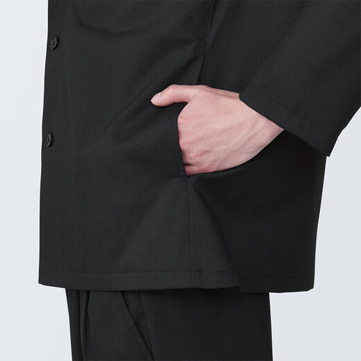 Muji Herrenjacke Langschläfe Herrenjacke Herren Frühling und Herbstanzug kleiner Anzug AC1W3A4S Black M (170/92a)
