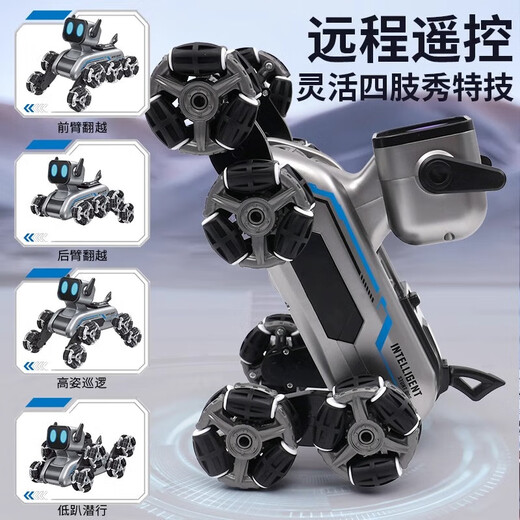 Xulin Deutsche Qualität Roboter Hund Intelligente AI-Roboter-Geste Fernsteuerung Kinderspielzeug 2025 Black Technology Achtrad Stunt Silber-Grau-Gesten-Erfassungsgriff dynamische Schall- und Licht-High-End-Doppel-Elektro-2-Sätze Lithium-Batterien