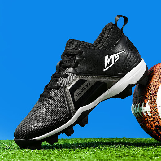 Wejiess Football Shoes American Football Chaussures Competition de baseball Chaussures Training Training Sneakers Junior et Middle School Basketball Batch Boots Chaussures Sports Black 39 Chaussettes + assiette de protection + Sac à chaussures
