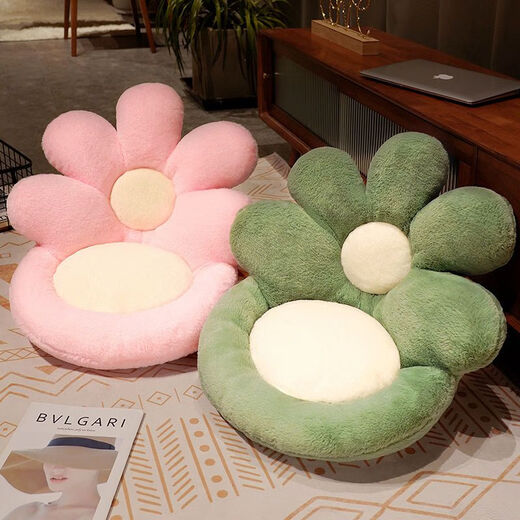 Feather pocket flower seat cushion butt cushion office sedentary chair cushion backrest integrated student dormitory floor butt cushion gray flower anti-rabbit plush 50*50cm non-slip and comfortable