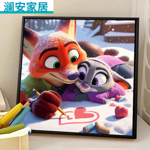 CLCEY疯狂动物城数字油画可爱卡通疯狂动物城数字油画 SJ13555 20*20cm绷好加厚实木内框