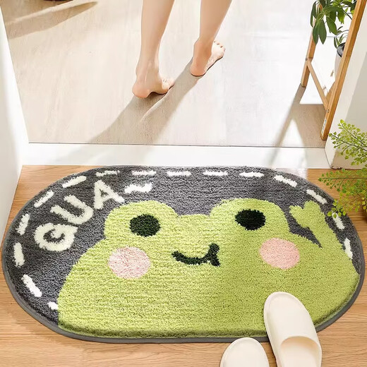 Segana bathroom absorbent floor mat bathroom door step mat cute non-slip mat home carpet door mat entry door mat Guagua frog 40*60CM two pieces