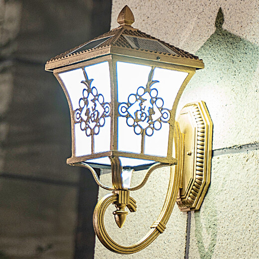 Pinye Lámpara de pared solar Lámpara de jardín impermeable al aire libre Puerta de pared Villa Puerta de jardín Pared exterior Lámpara exterior Bronce solar de doble propósito